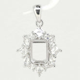 14K White Gold Semi Mount Pendant Setting OCT 9x7mm - Syzjewelry